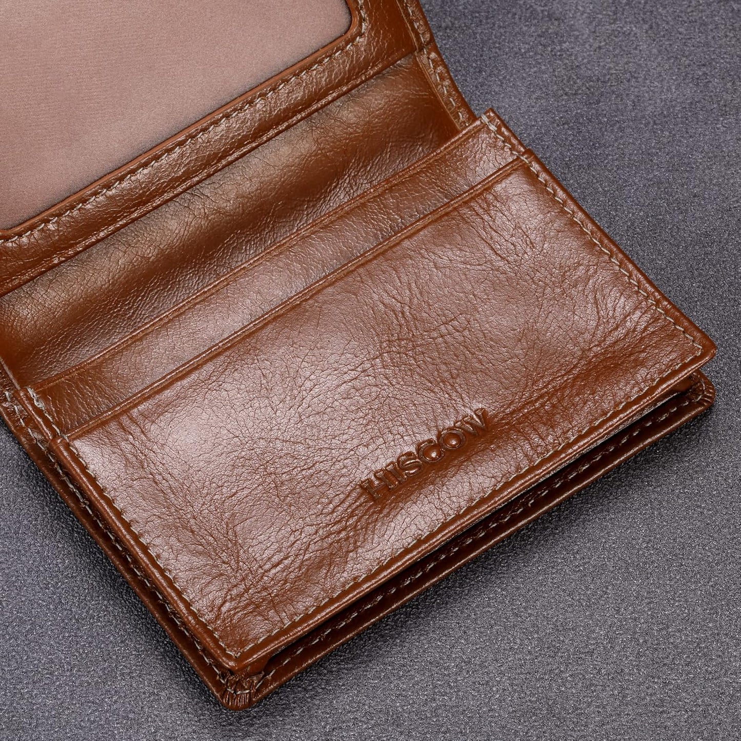 Leather Business Card Case Holder for Men & Women, Italian Calfskin