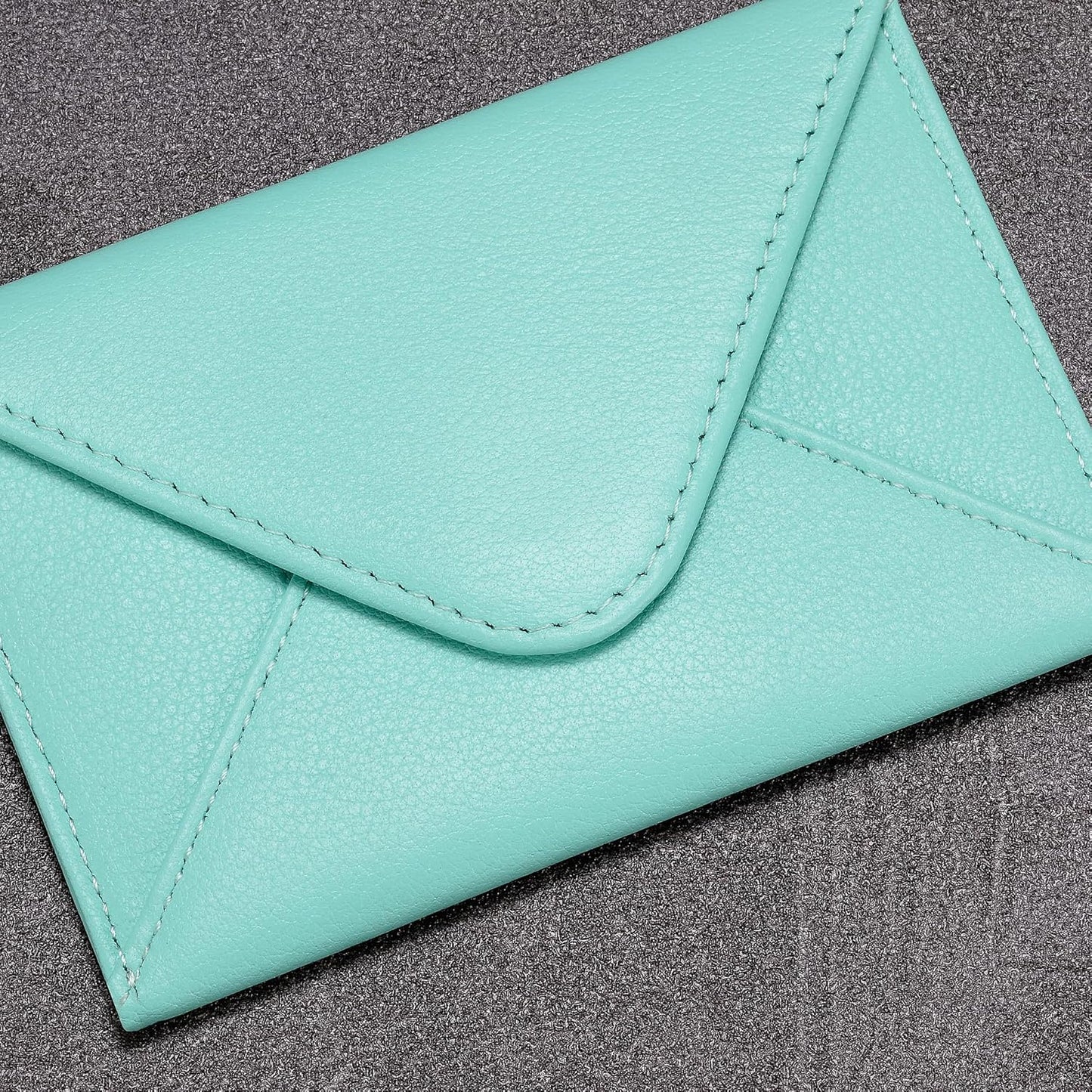HISCOW Envelope Business Card Case with Magnet Closure - Italian Calfskin (Teal)